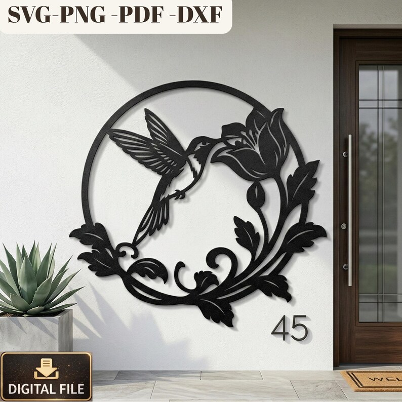 Hummingbird Floral Circle Metal Wall Art SVG (digital File) - Etsy