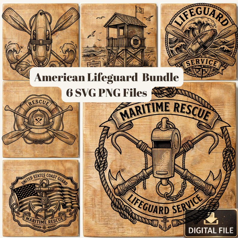 American Lifeguard SVG Bundle | Maritime Rescue Nautical Designs ...