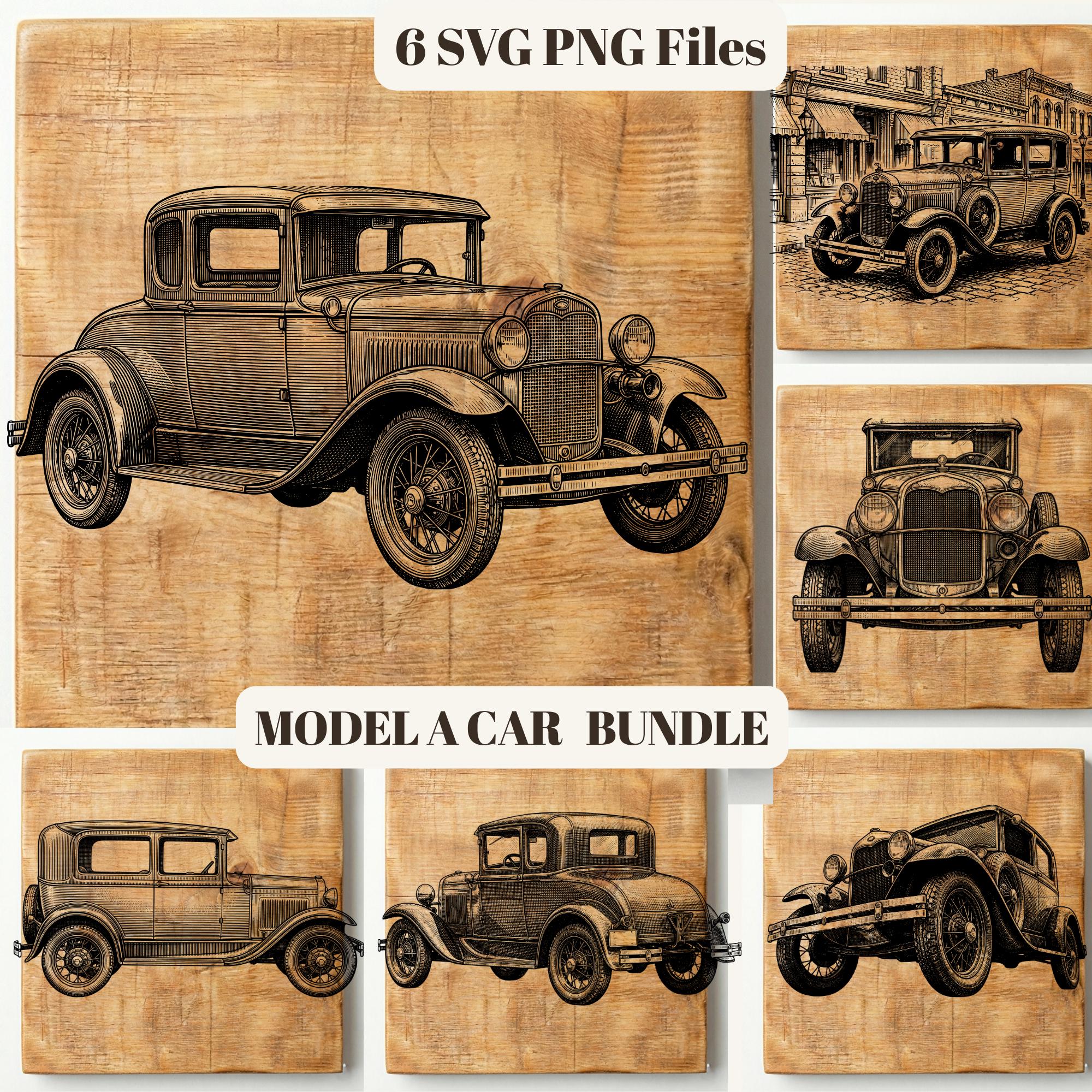 Model A Car SVG PNG Bundle, Antique Engraving Files, Vintage Automobile ...