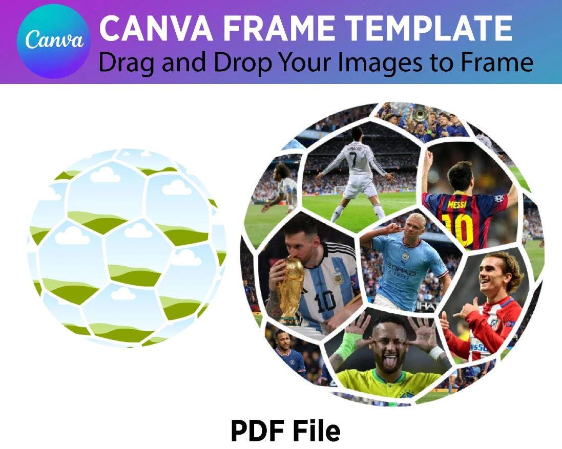 Editable Soccer Canva Frame Template Pdf Photo Collage