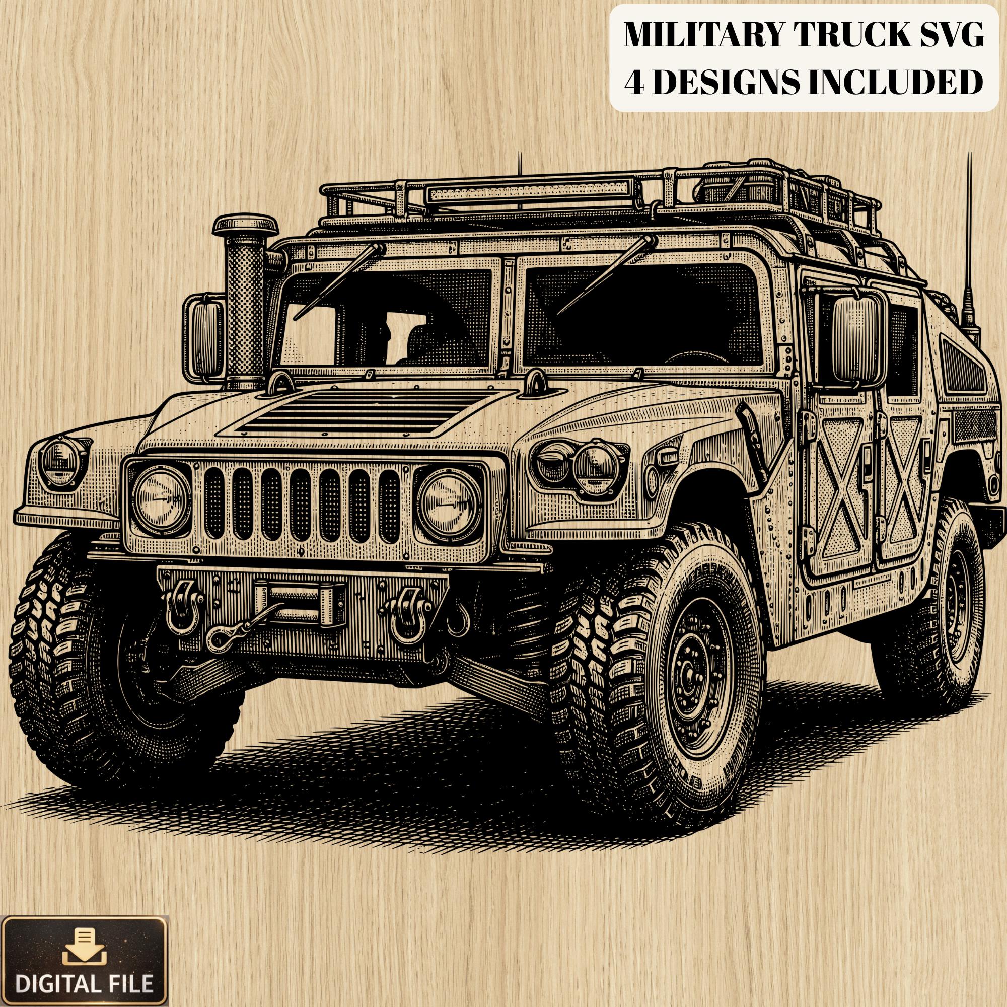 Ford Ranger Humvee Style Humvee Style Military Truck SVG Bundle, 4 Rugged Vehicle Designs ...