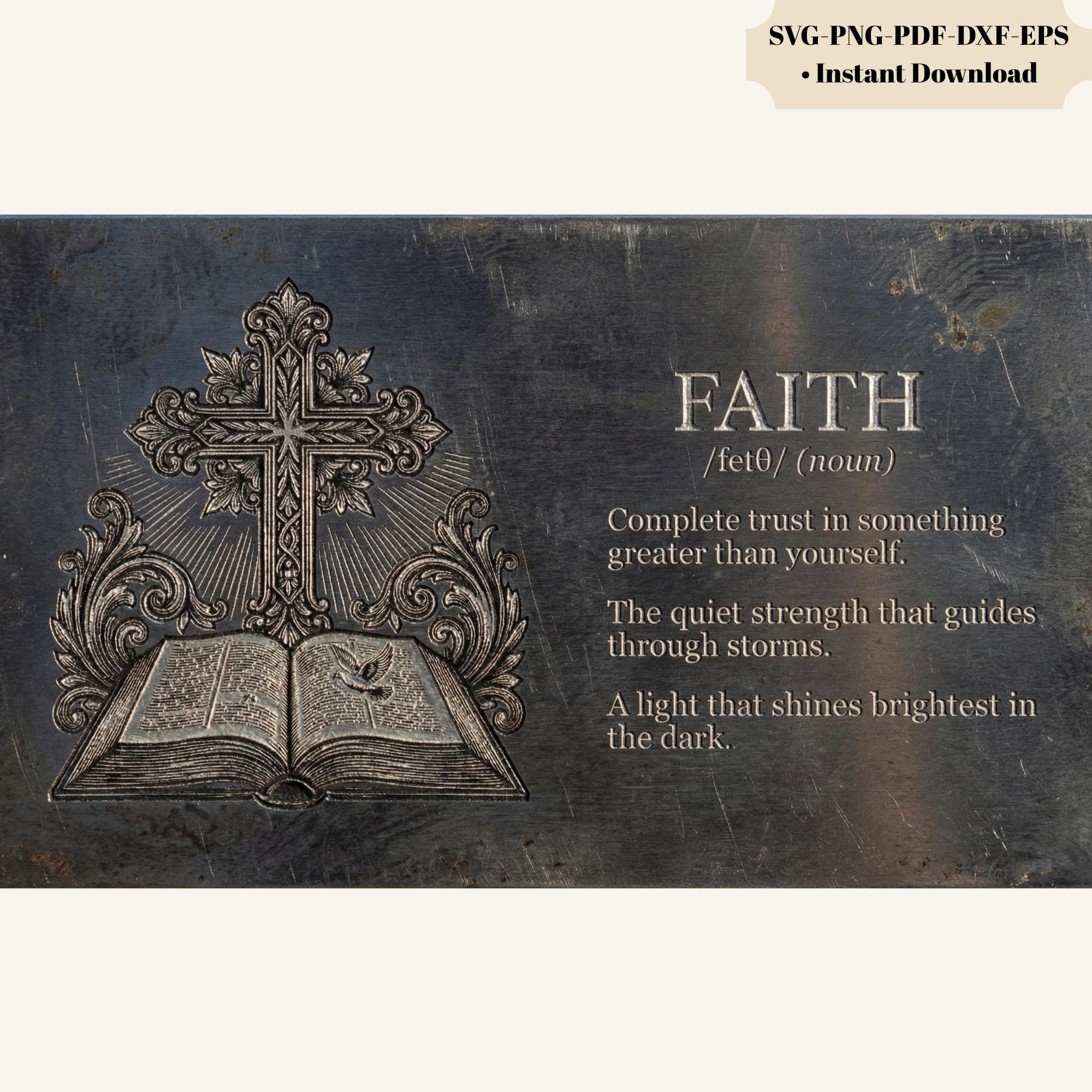 Faith Cross Bible Engraving SVG, Christian Religious Laser Engraving ...
