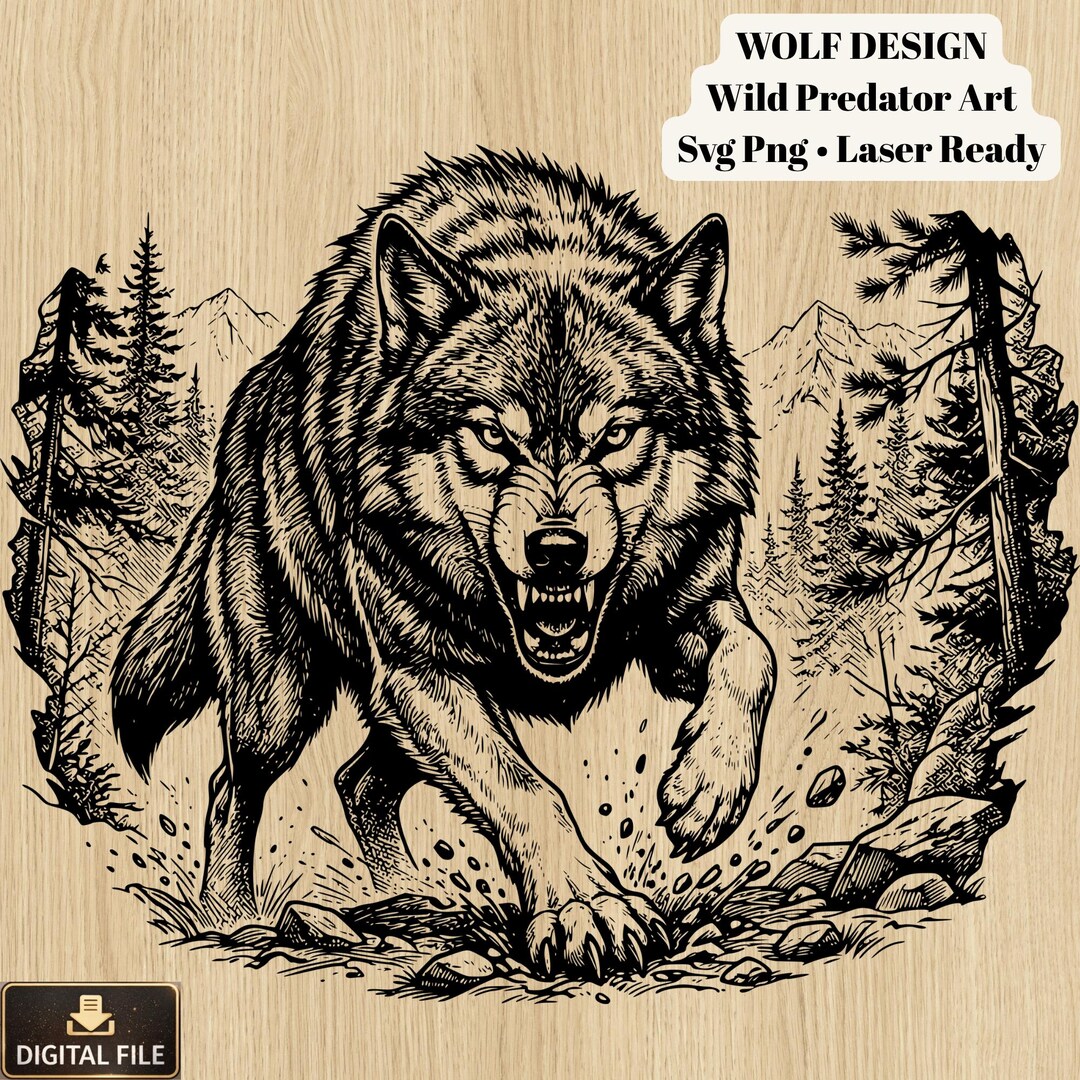 Aggressive Wolf Design, Forest Predator Art, Laser Ready (SVG PNG) - Etsy