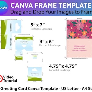 Gruß Karte ziehen & ablegen 4x6, 5x7, 4.75x4.75 Printable Canva Card Design Template A4 US Letter
