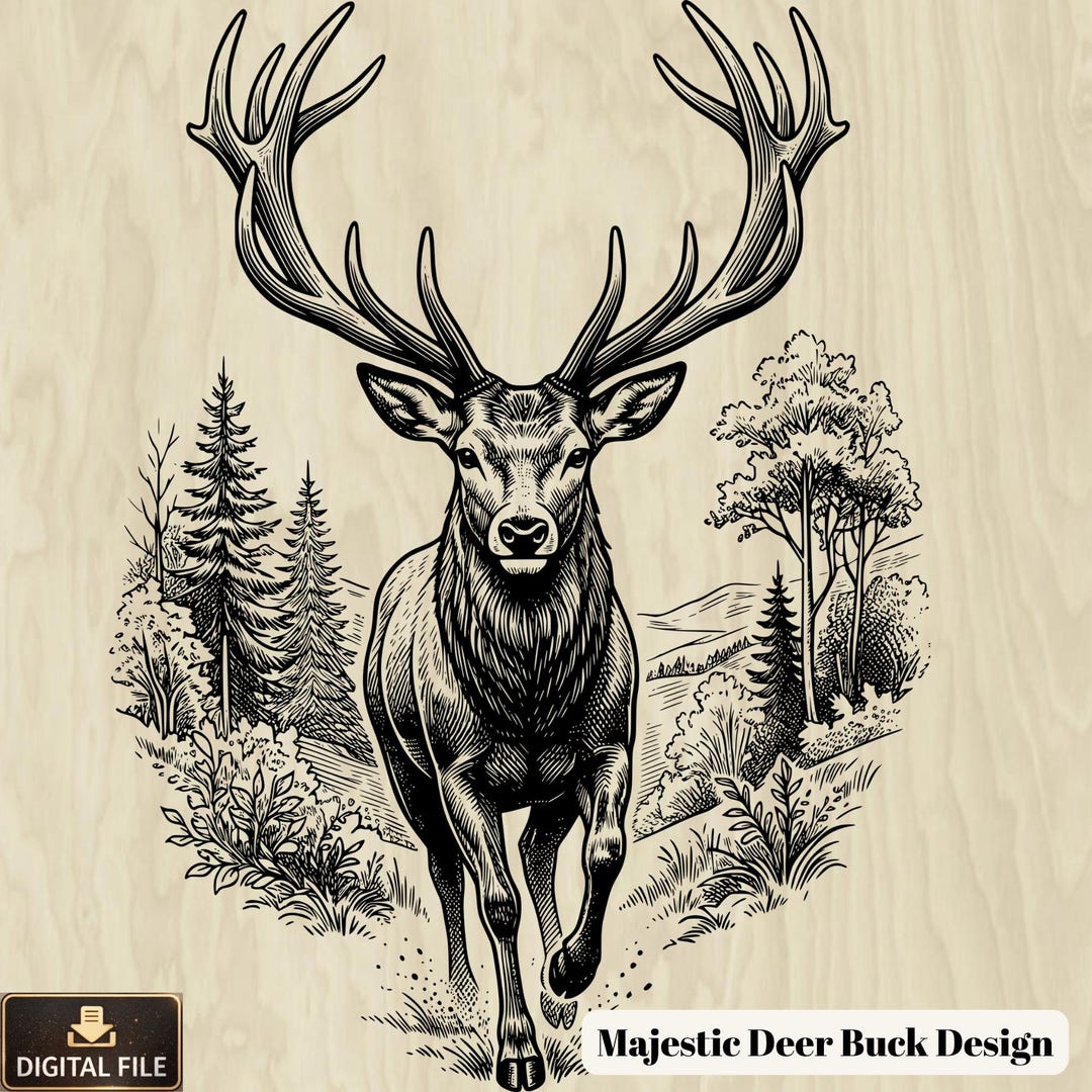 Deer Buck Svg Png Cnc, Hunting Deer Engraving, Whitetail Stag Design ...