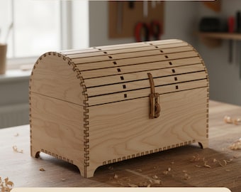 Laser Cut Wooden Treasure Chest Box SVG | 4 mm Wood (Digital Download)