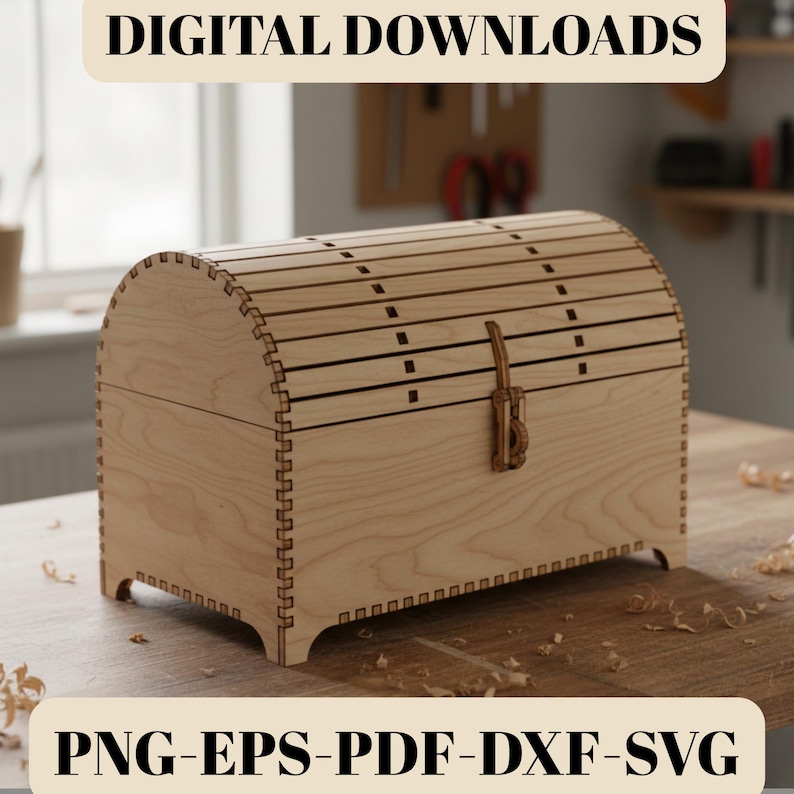 Laser Cut Wooden Treasure Chest Box SVG | 6mm Wood (digital Download ...