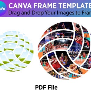 Editable Volleyball Canva Frame Template Pdf Photo Collage