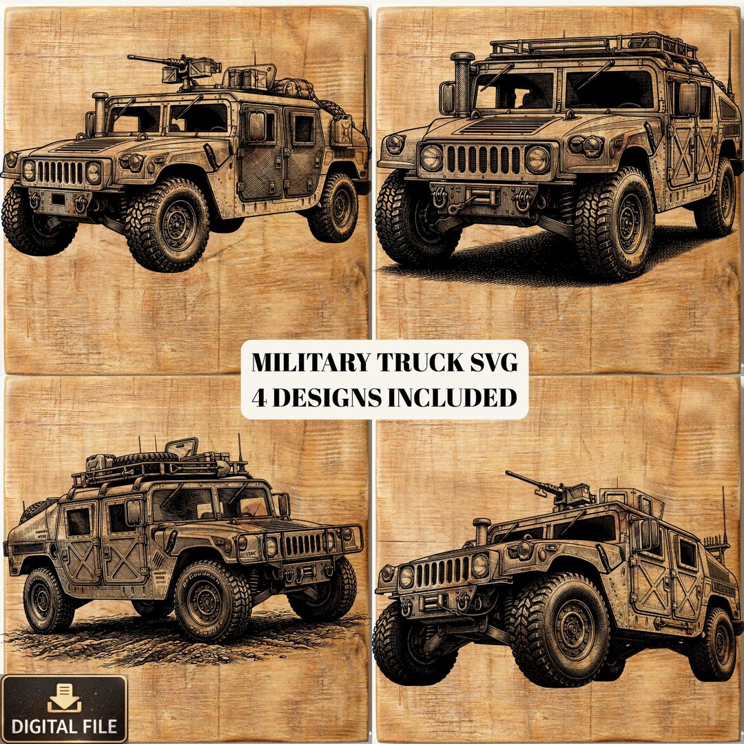 Ford Ranger Humvee Style Humvee Style Military Truck SVG Bundle, 4 Rugged Vehicle Designs ...