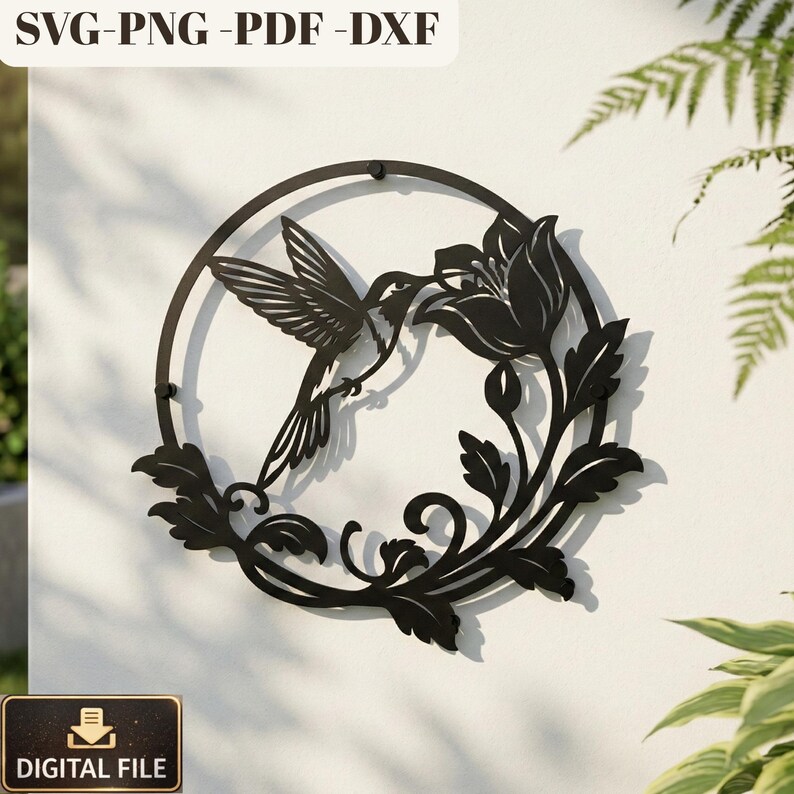 Hummingbird Floral Circle Metal Wall Art SVG (digital File) - Etsy