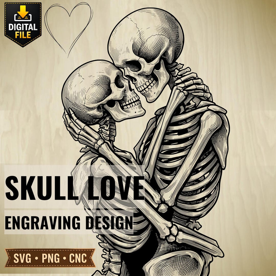 Skeleton Couple Engraving Design, Gothic Romance, Dark Wedding Art (SVG ...