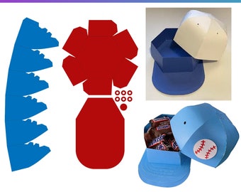 Baseball Cap Box Template Svg Pdf Png, Video Tutorial Instruction, Paper Baseball Hat Favor Gift Box Svg