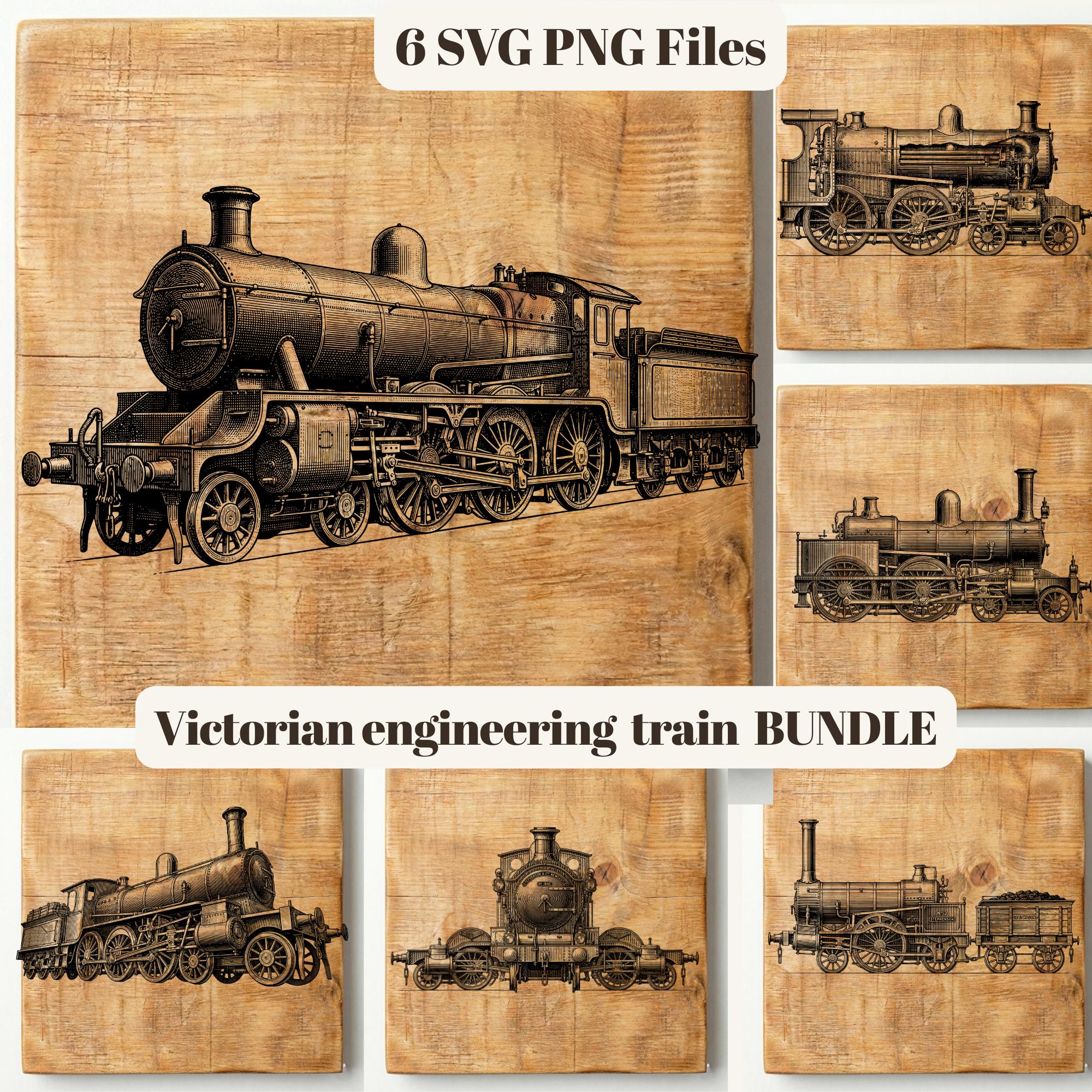 Steam Engine Engravings Victorian Steam Train SVG Bundle, Vintage Locomotive Engravings (6 ...