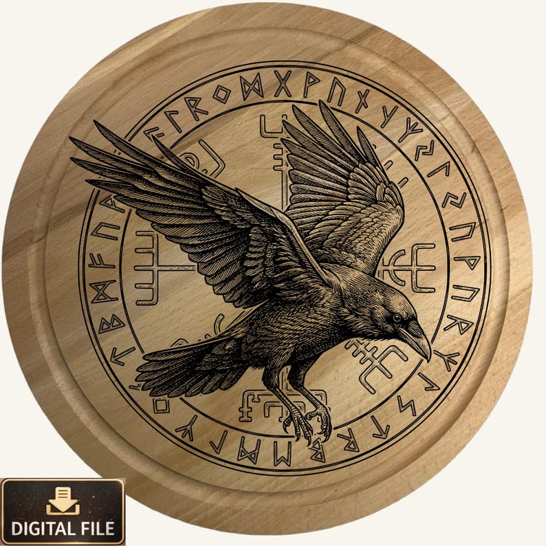 Celtic Raven Laser Engraving Designs | Viking Runes SVG PNG (digital ...