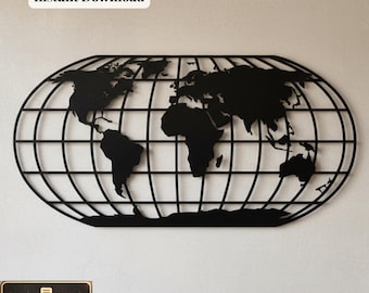 Laser Cut World Map SVG | Modern Metal Wall Art CNC File (Digital Download)