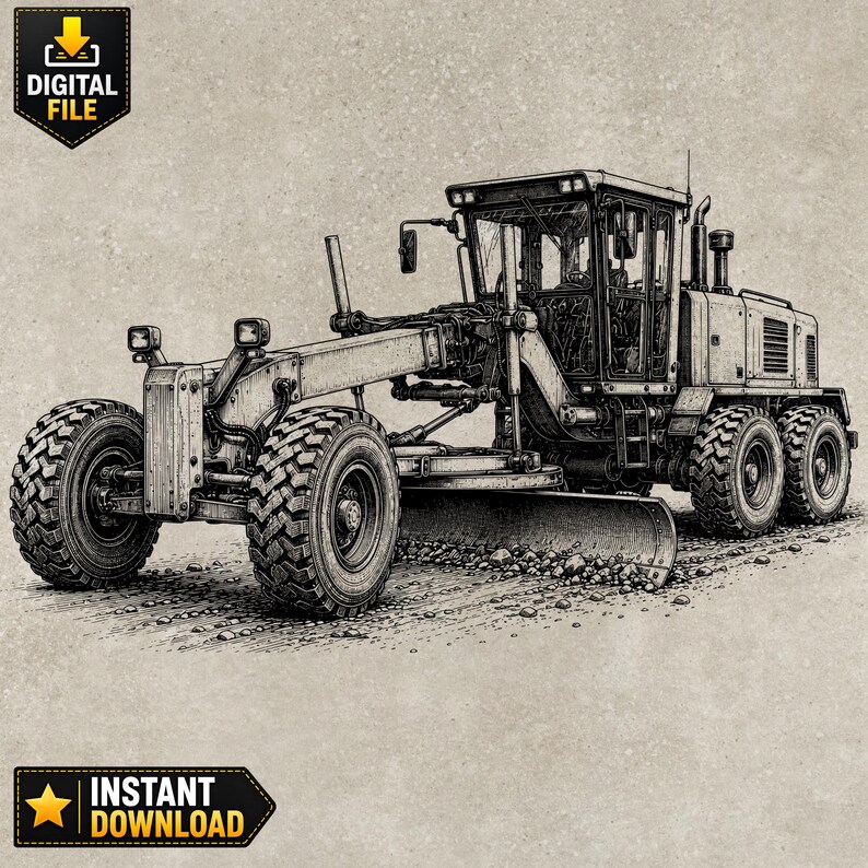 Motor Grader SVG PNG, Road Construction Engraving Design, Heavy ...
