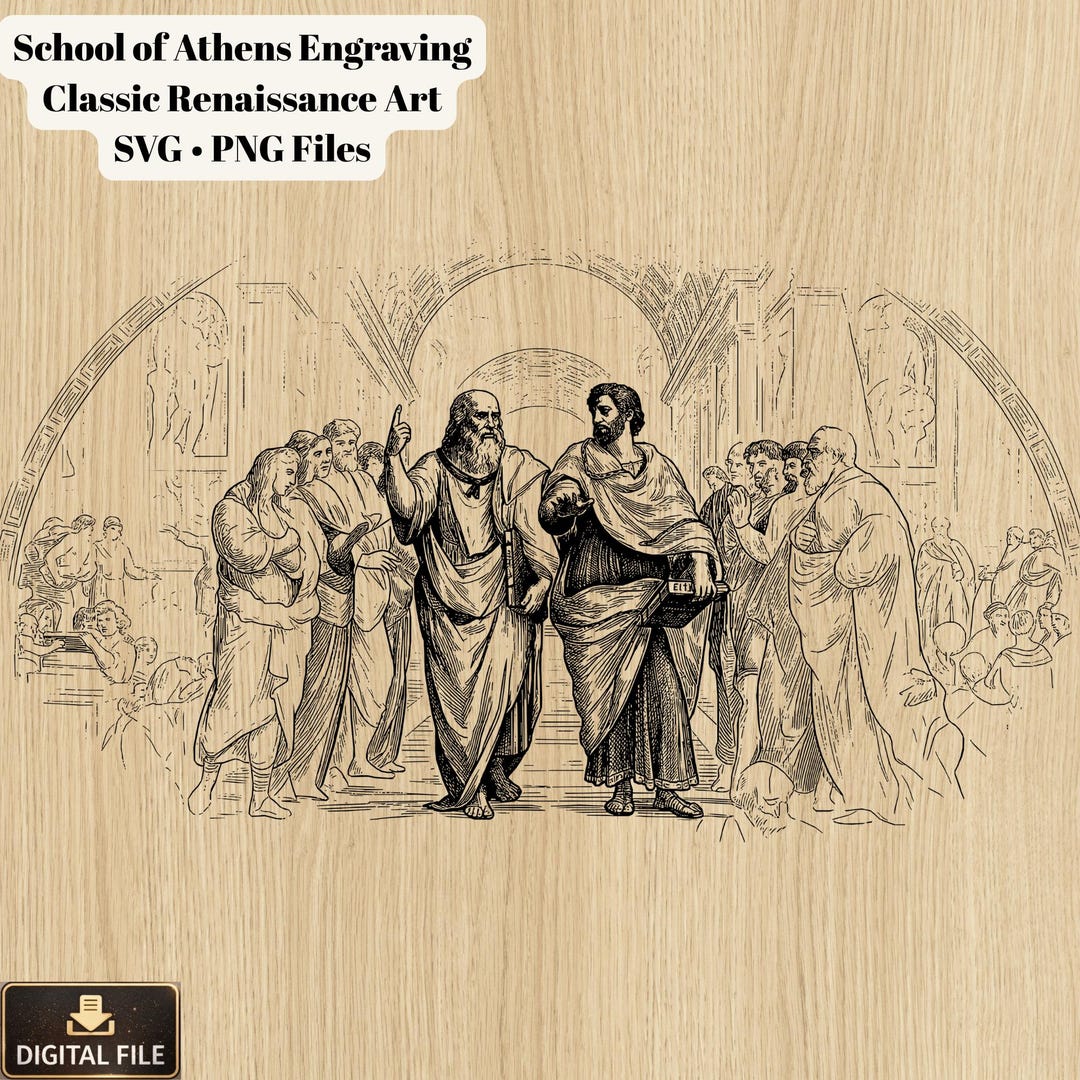 School of Athens SVG, Raphael Renaissance Engraving, Philosophy Art ...
