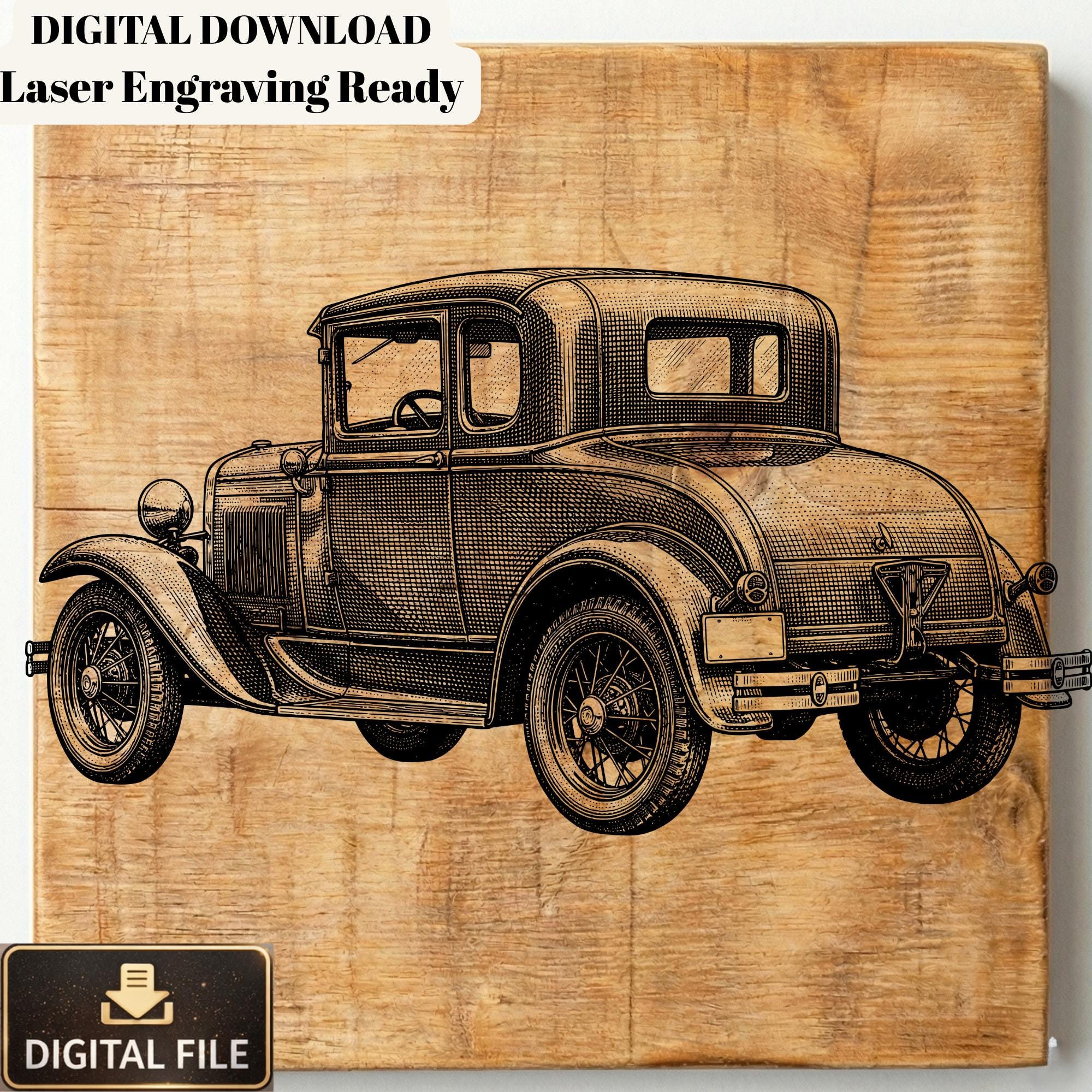 Model A Car SVG PNG Bundle, Antique Engraving Files, Vintage Automobile ...