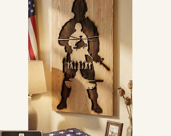 Military Soldier Laser Engraving File, Army SVG DXF, Veteran Tribute CNC Laser Cut Design