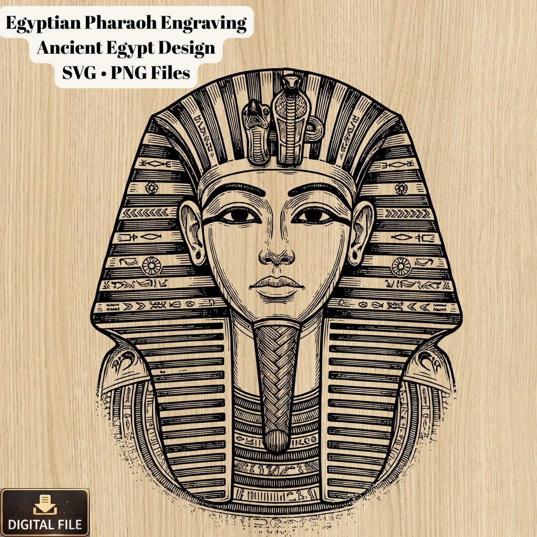 Egyptian Pharaoh Engraving SVG, Ancient Egypt Mask Design (digital ...