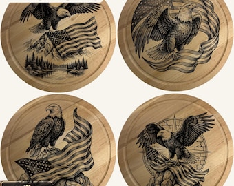 Bald Eagle Laser Engraving Designs | American Flag SVG PNG (Digital Download)