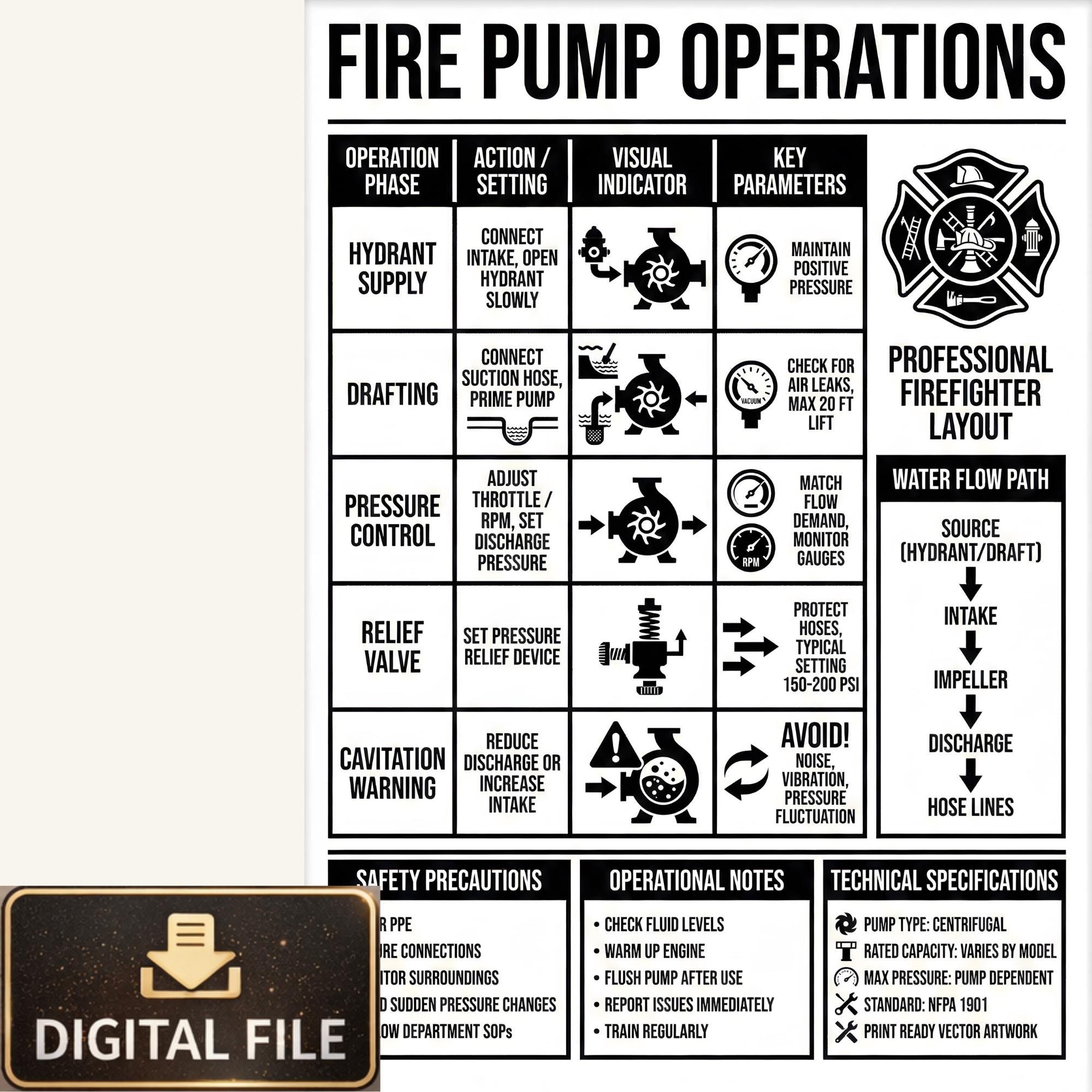 Firefighter Station Wall Chart Set – 6 Professional Firefighting ...