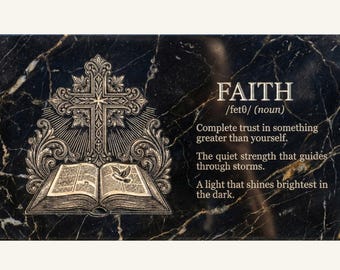 Faith Cross Bible Engraving SVG, Christian Laser Cut File
