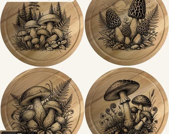 Mushroom Laser Engraving Designs | Vintage Fungi SVG PNG Bundle (Digital Download)