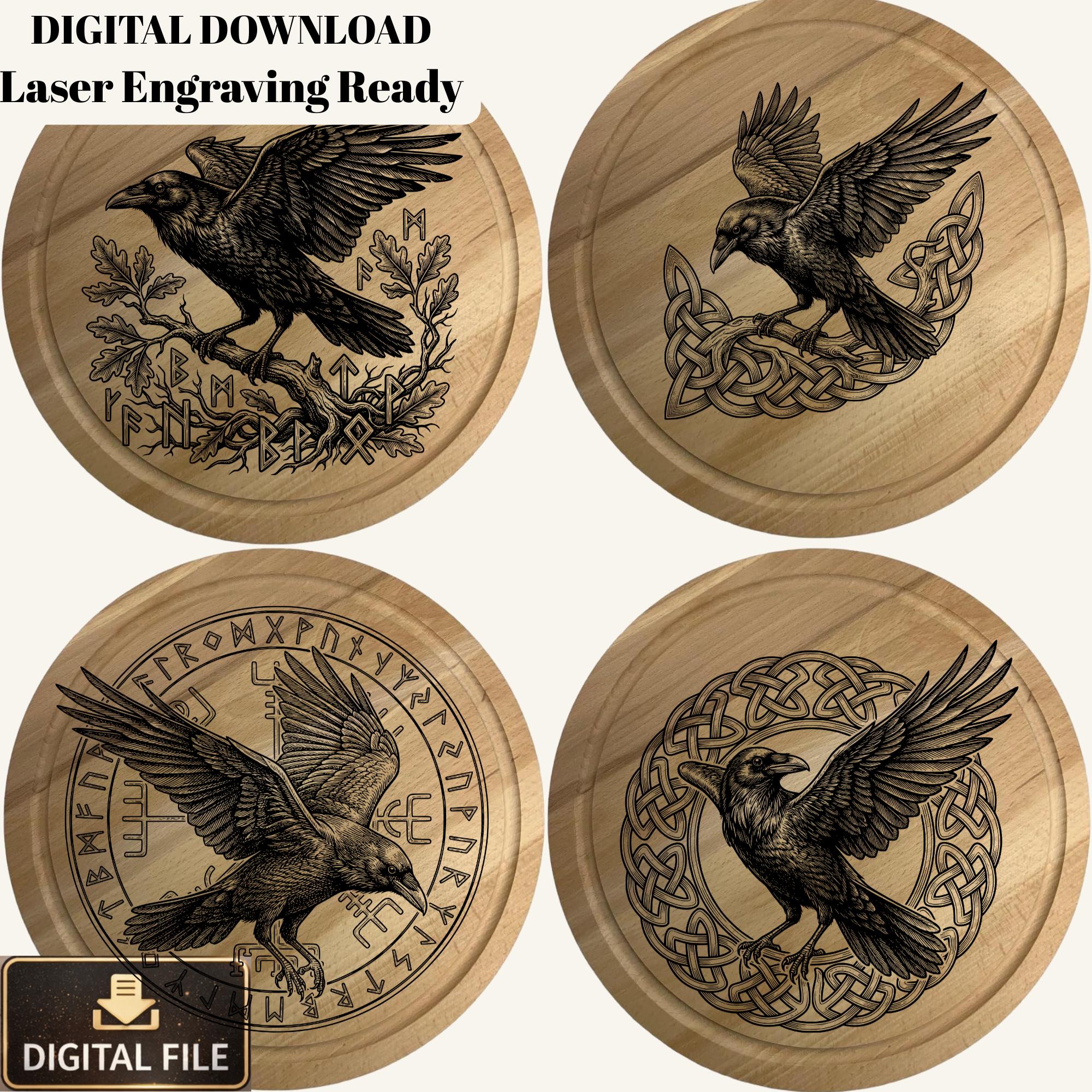 Celtic Raven Laser Engraving Designs | Viking Runes SVG PNG (digital ...