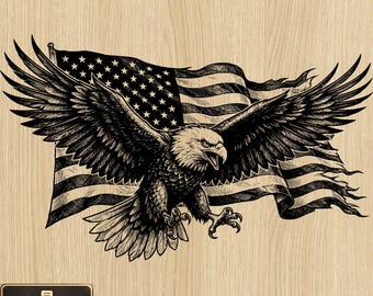 American Eagle USA Flag Laser Engraving File | Patriotic Decor (Digital Download)