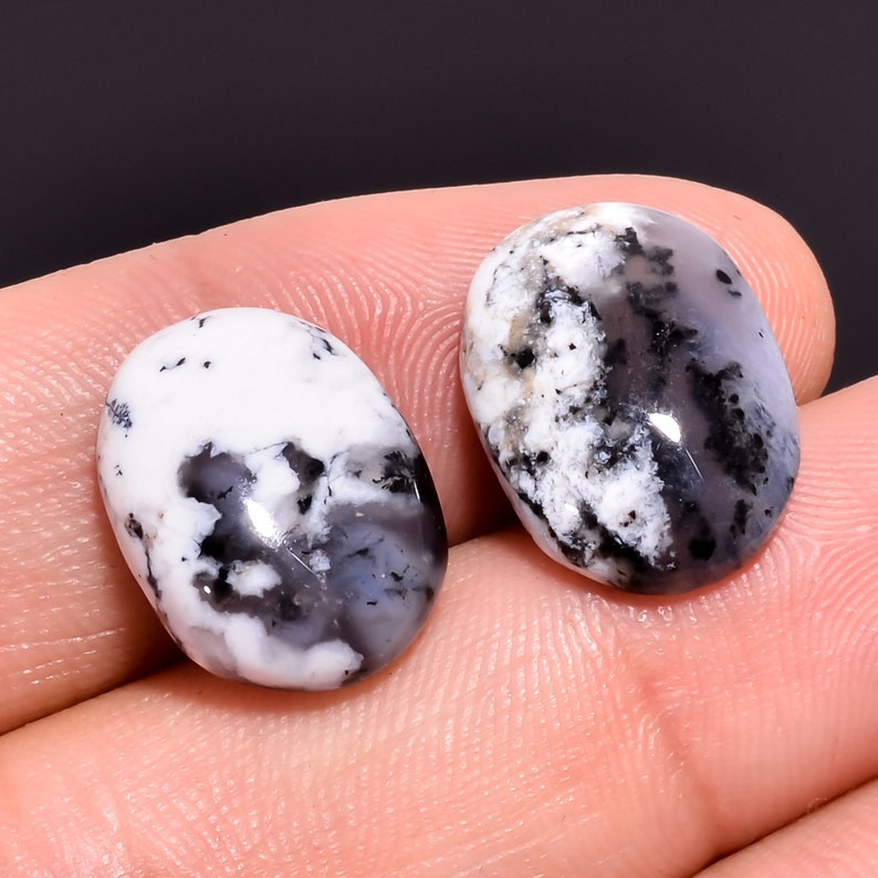 Size,16\u00d712\u00d75 MM shape Oval,Top Quality loose Gemstone,very reasonable Natural Dendrite opal Cabochon pair Code SA- 183,Weight 14.65 ct,s