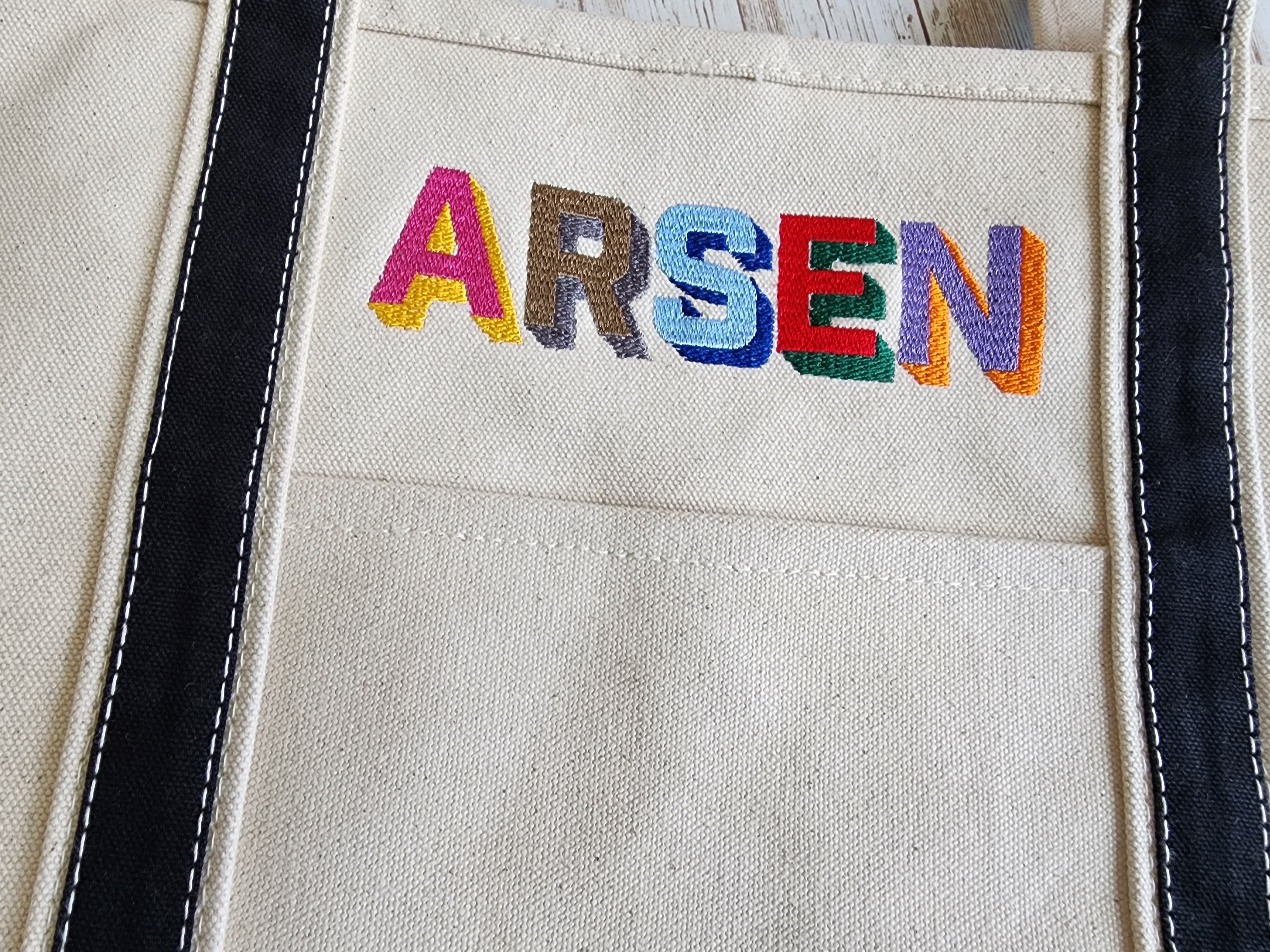 Boat Tote With MULTI COLORED Font Letters - Etsy