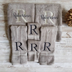 Monogrammed 6 piece Towel Set | Customized | Embroidered | Single Towels or Sets | Embroidered Bath, Hand, or Face Towel