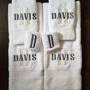 6pc Towel Set - Monogrammed - Personalized - Bathroom Towels