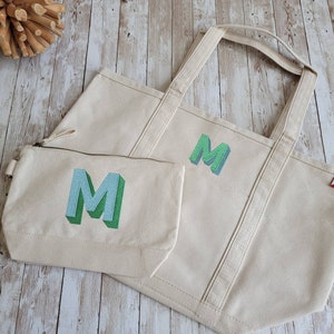 Embroidered Canvas Tote Bag and Pouch – Custom Bridesmaid Gift Set