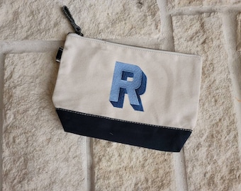 Custom Canvas Pouch Bag - Makeup Bag - Embroidered with Name or Initials - Perfect Gift for Wedding Party or Guests - Monogrammed Gift Bags