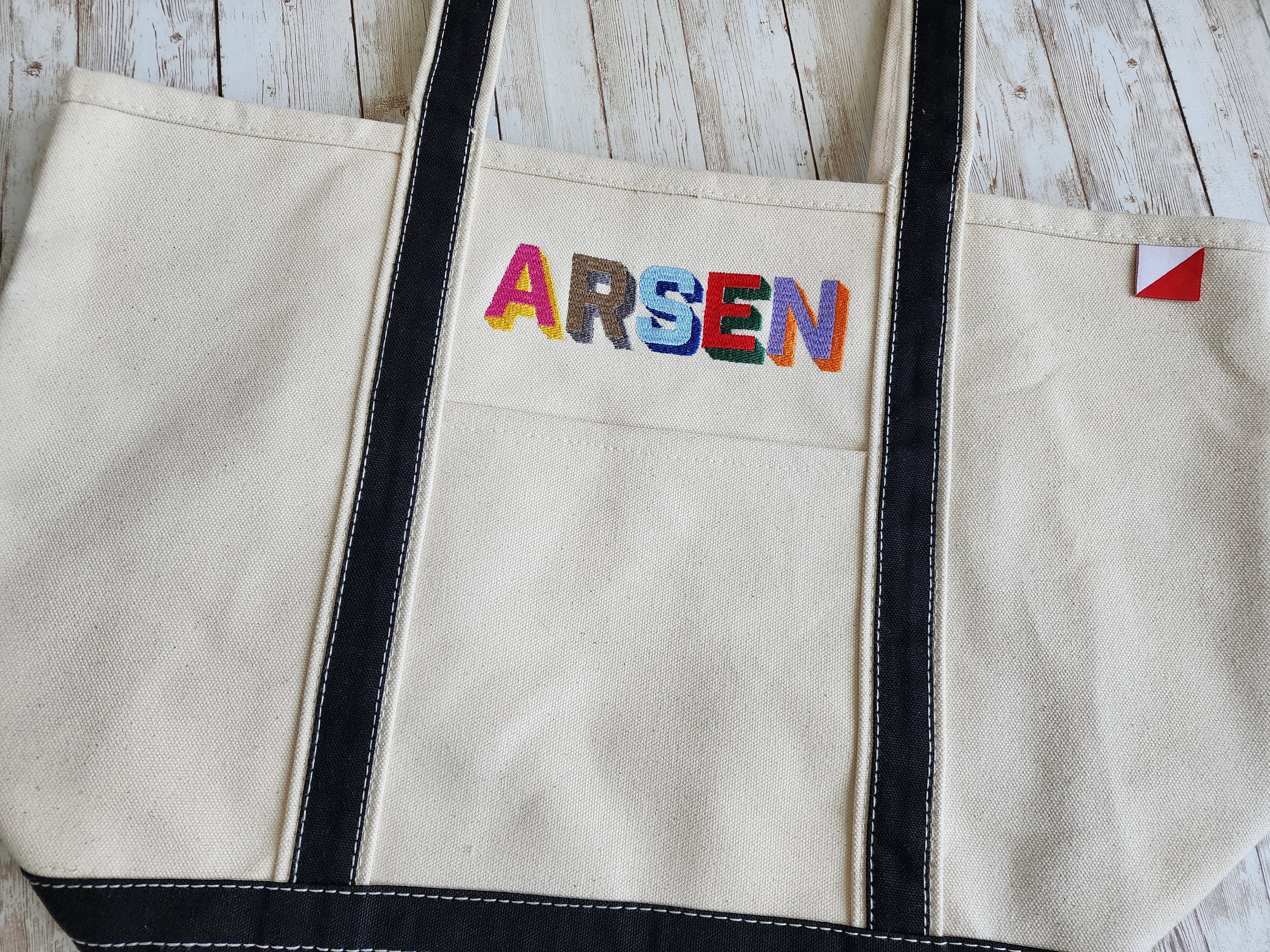 Boat Tote With MULTI COLORED Font Letters - Etsy