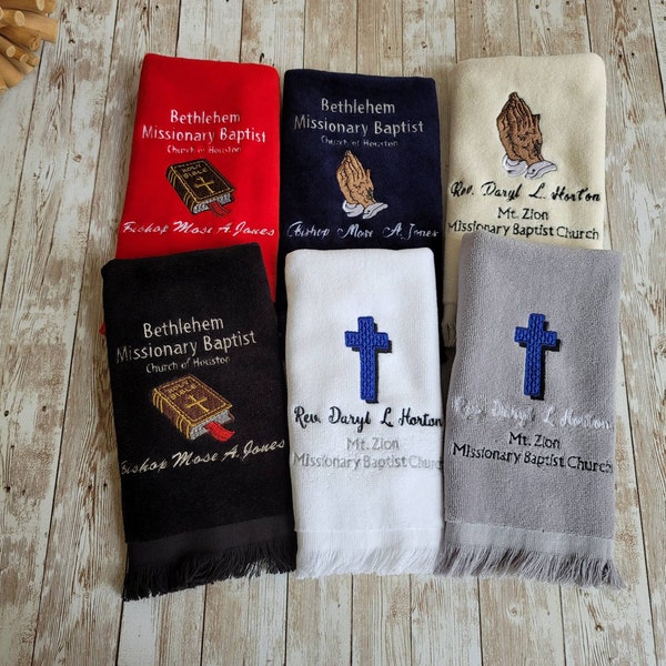 Minister Customized Towel - Monogrammed Fingertip Towel - Pulpit Towel - Towel for a Preacher Clergy - Pastor Gift Installation Anniversary