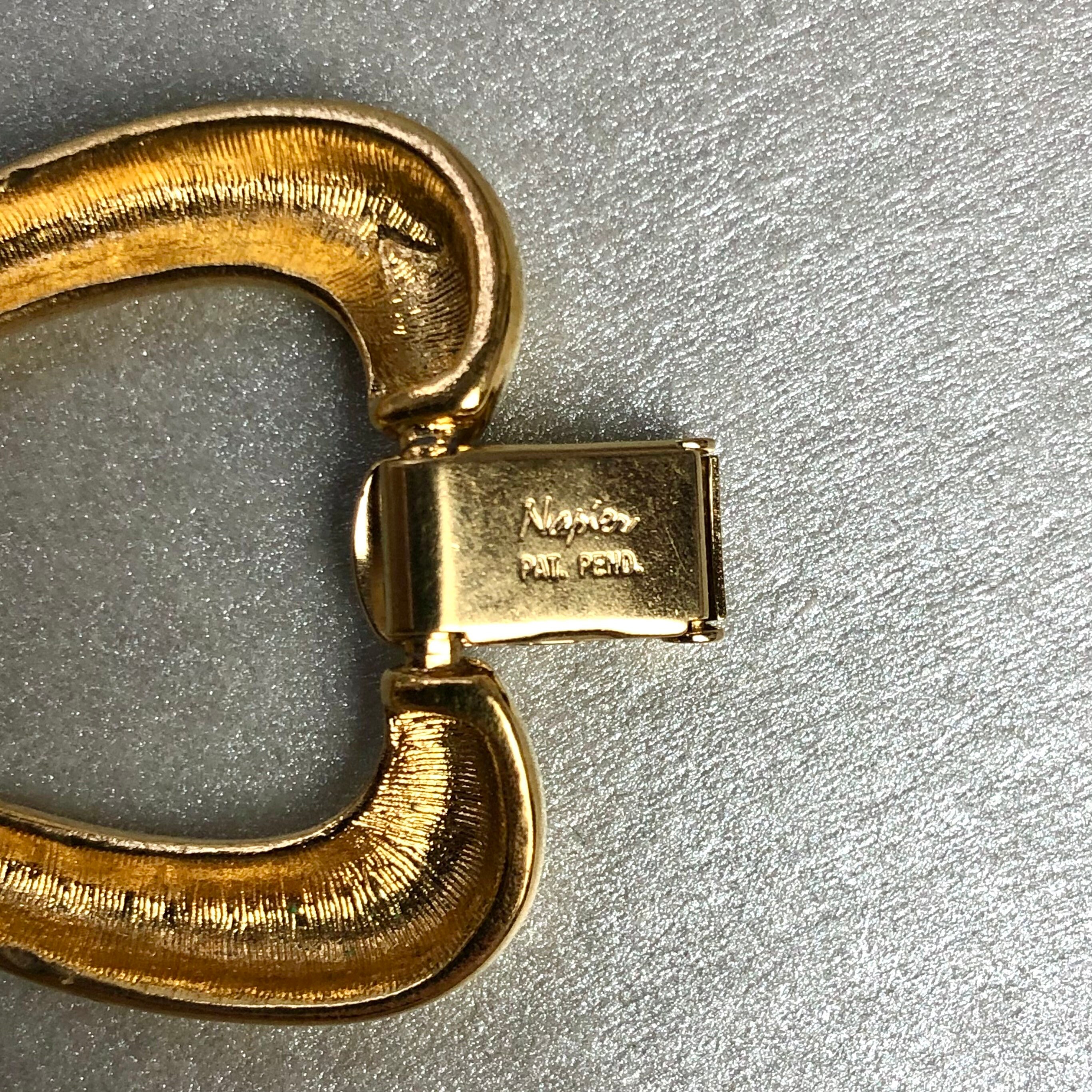 Vintage Napier Link Chains Bracelet, Gold Tone Apples Form Bracelet