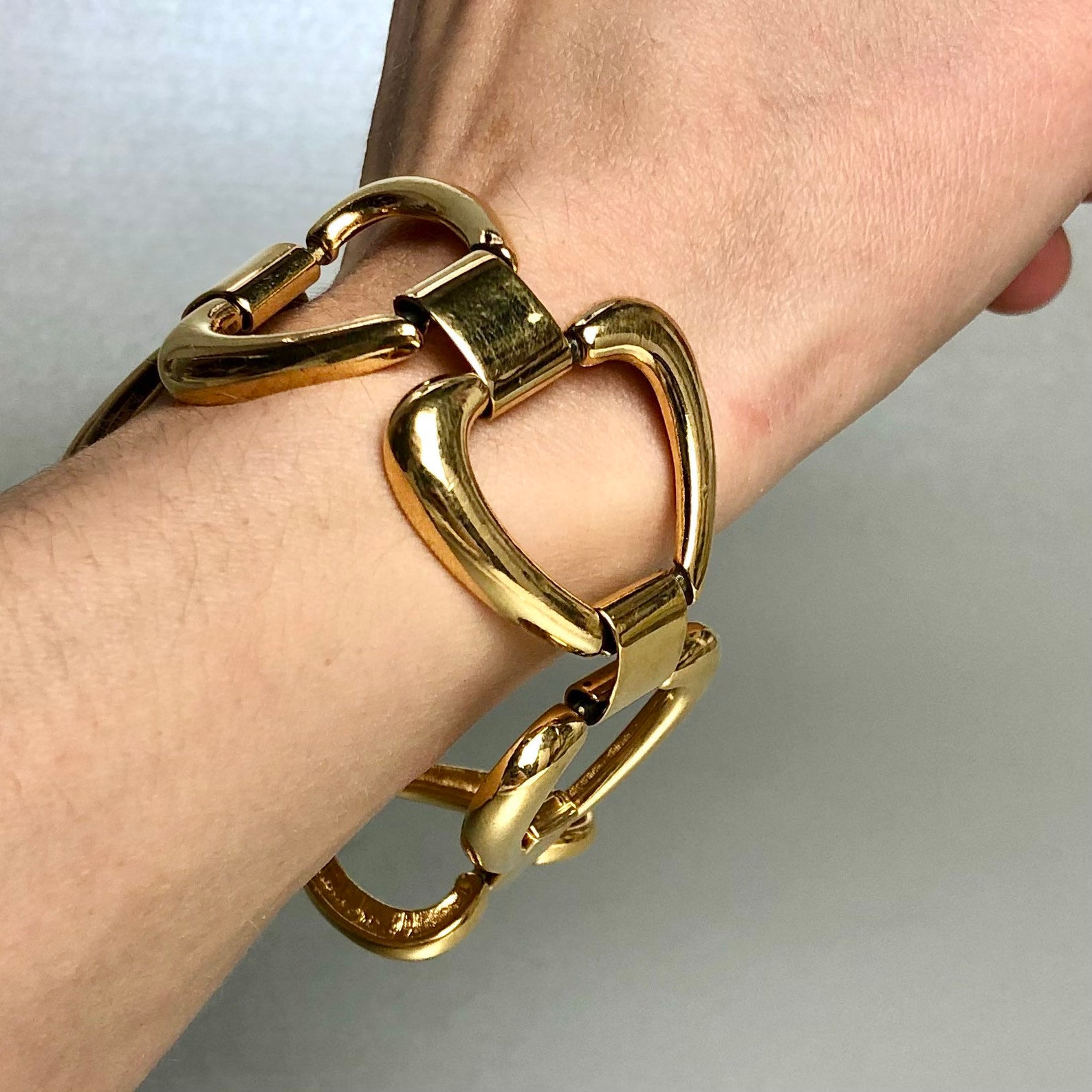 Vintage Napier Link Chains Bracelet, Gold Tone Apples Form Bracelet