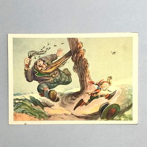 Vintage USSR Pinocchio Buratino Tale "Golden Key" 1955, Pinokkio verwarde karabasbaard, Sovjet "Izogiz", Russische cadeaubon