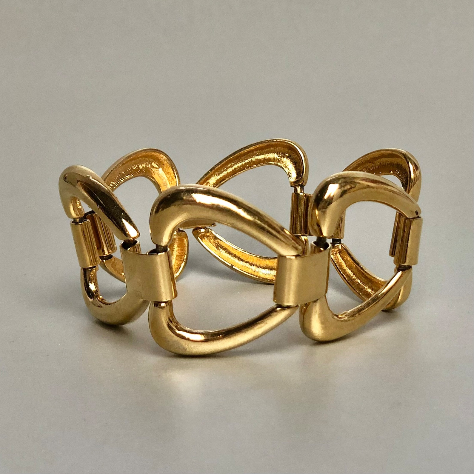 Vintage Napier Link Chains Bracelet, Gold Tone Apples Form Bracelet