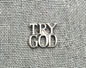 小物 70s tifanny pin badge \" try god \" Vintage Tiffany & Co. Sterling Silver TRY GOD Lapel Pin Tie