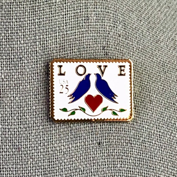 Vintage USPS Postage Stamp Love Bird 1989 Pin, Gold … Gem