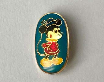 Vintage Minnie Mouse USSR Lapel Pin, Gold Tone Blue Black Red Yellow Enamel , Children Badge, Disney Badge, Gift for Friend.