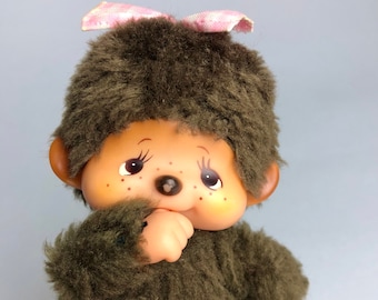 Vintage Monchhichi Sekiguchi Mini Monkey Plush Toy, Brown