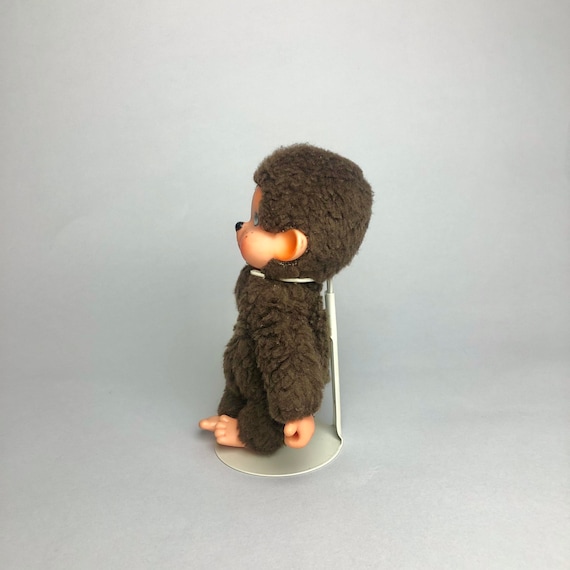 Vintage Monchhichi Sekiguchi Monkey Plush Toy, Brown Fur Blue Eyes