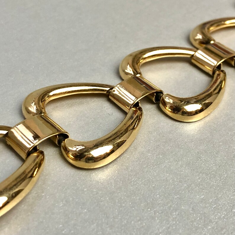 Vintage Napier Link Chains Bracelet, Gold Tone Apples Form Bracelet