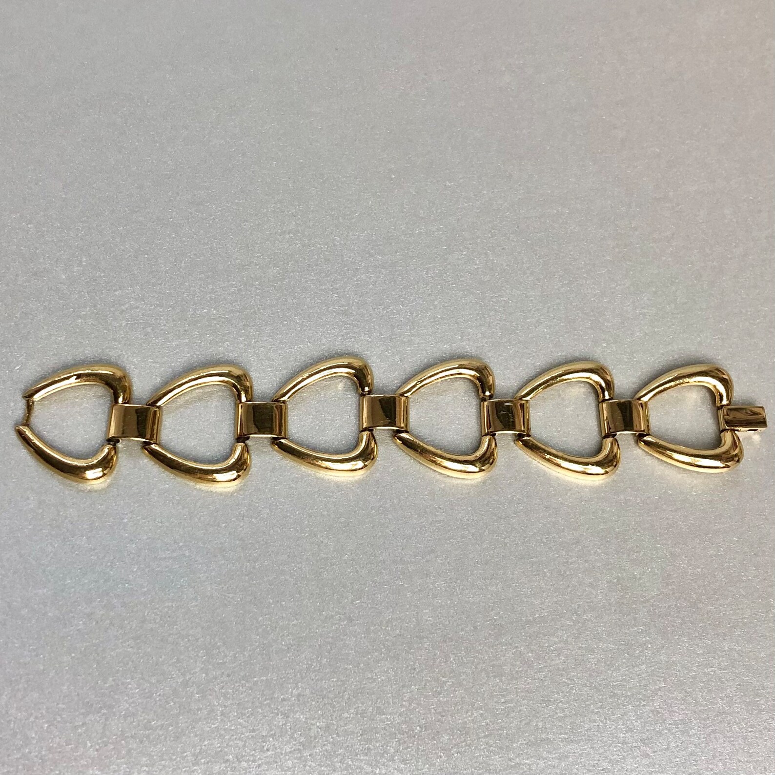 Vintage Napier Link Chains Bracelet, Gold Tone Apples Form Bracelet