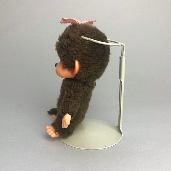 Vintage Monchhichi Sekiguchi Mini Monkey Plush Toy, Brown Fur Eyes